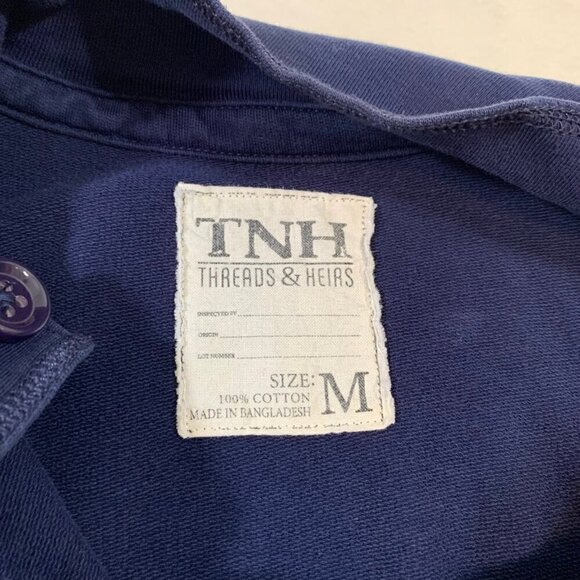 TNH Threads & Heirs blue collared quarter button pullover lightweight sweater - Picture 8 of 11